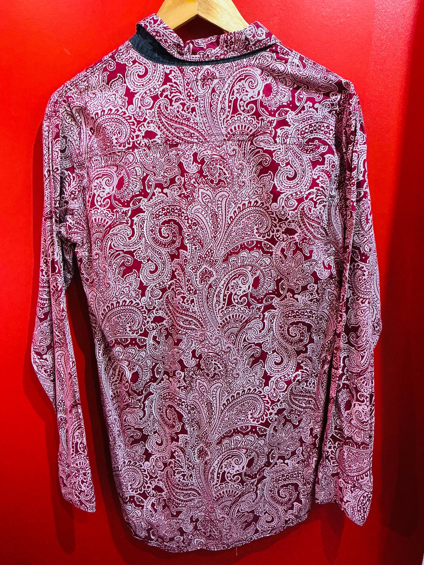 Burgundy Paisley 70s Shirt