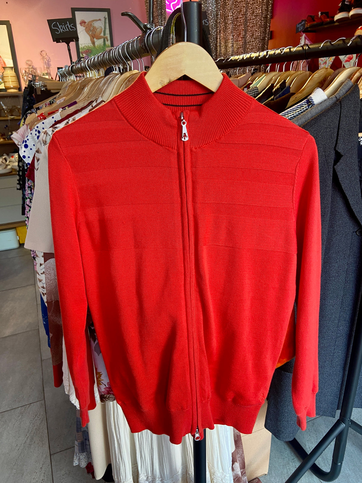 90s Vibrant Red Zip Up Jumper