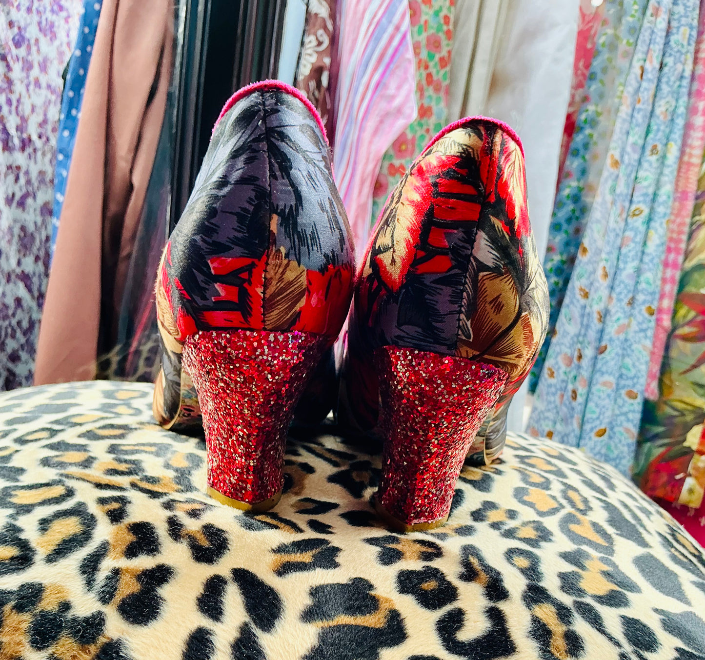 Irregular Choice Pink Glittery Bow Kitten Heels