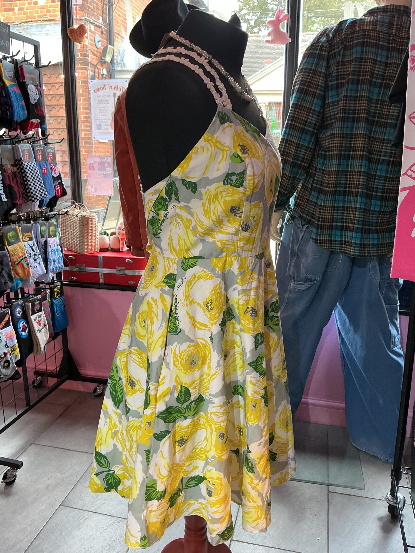1950s Vintage Horrockses Yellow Rose Swing Dress