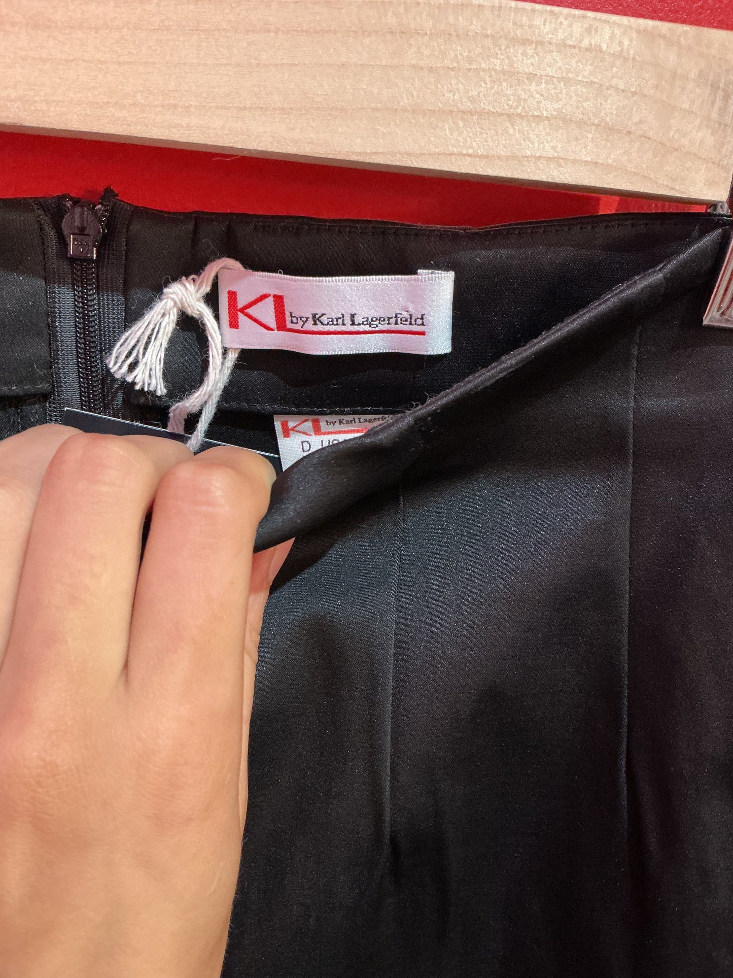 Karl Lagerfeld Black Satin Pencil Skirt