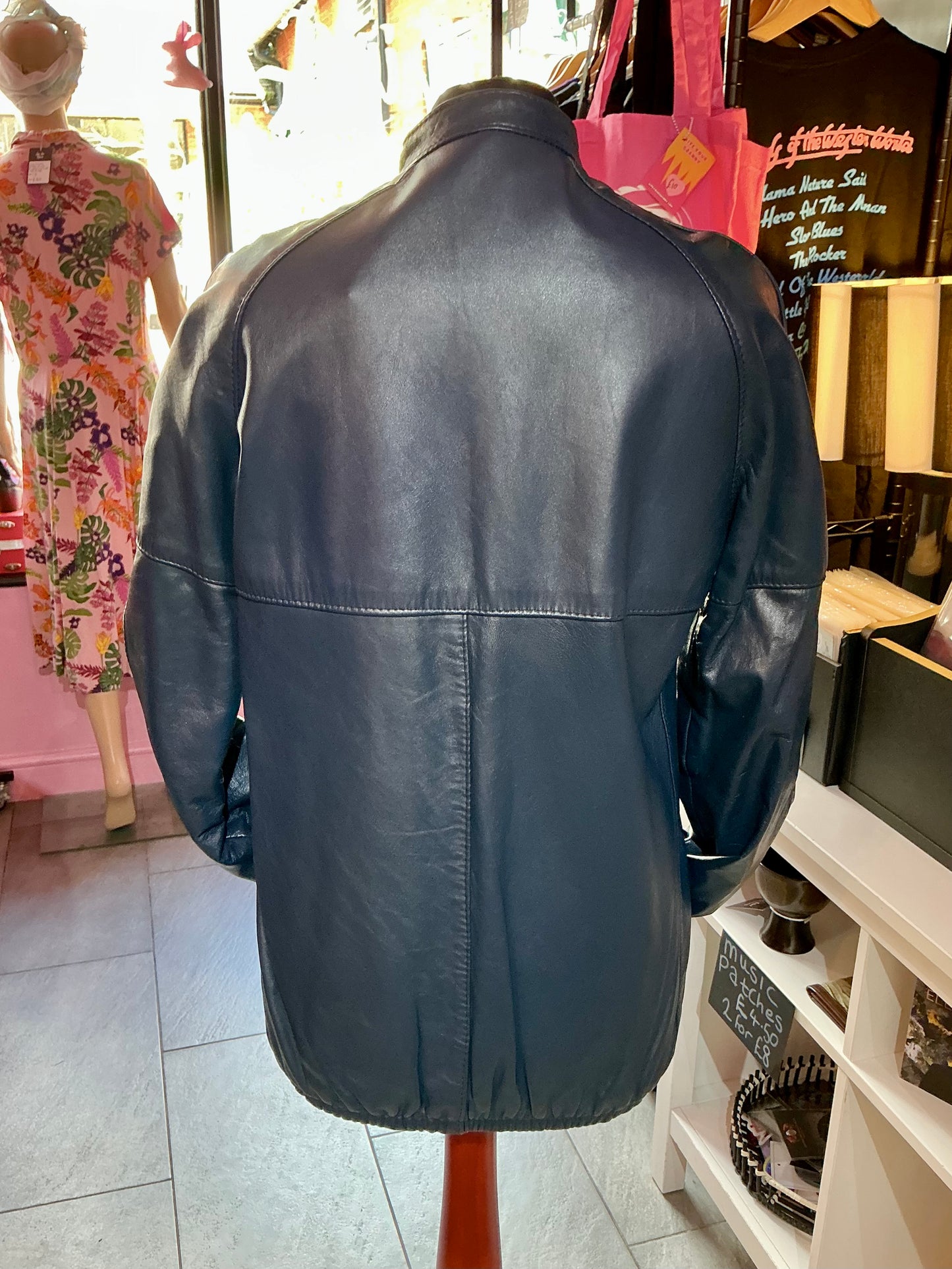 1980s Vintage Blue Leather Jacket