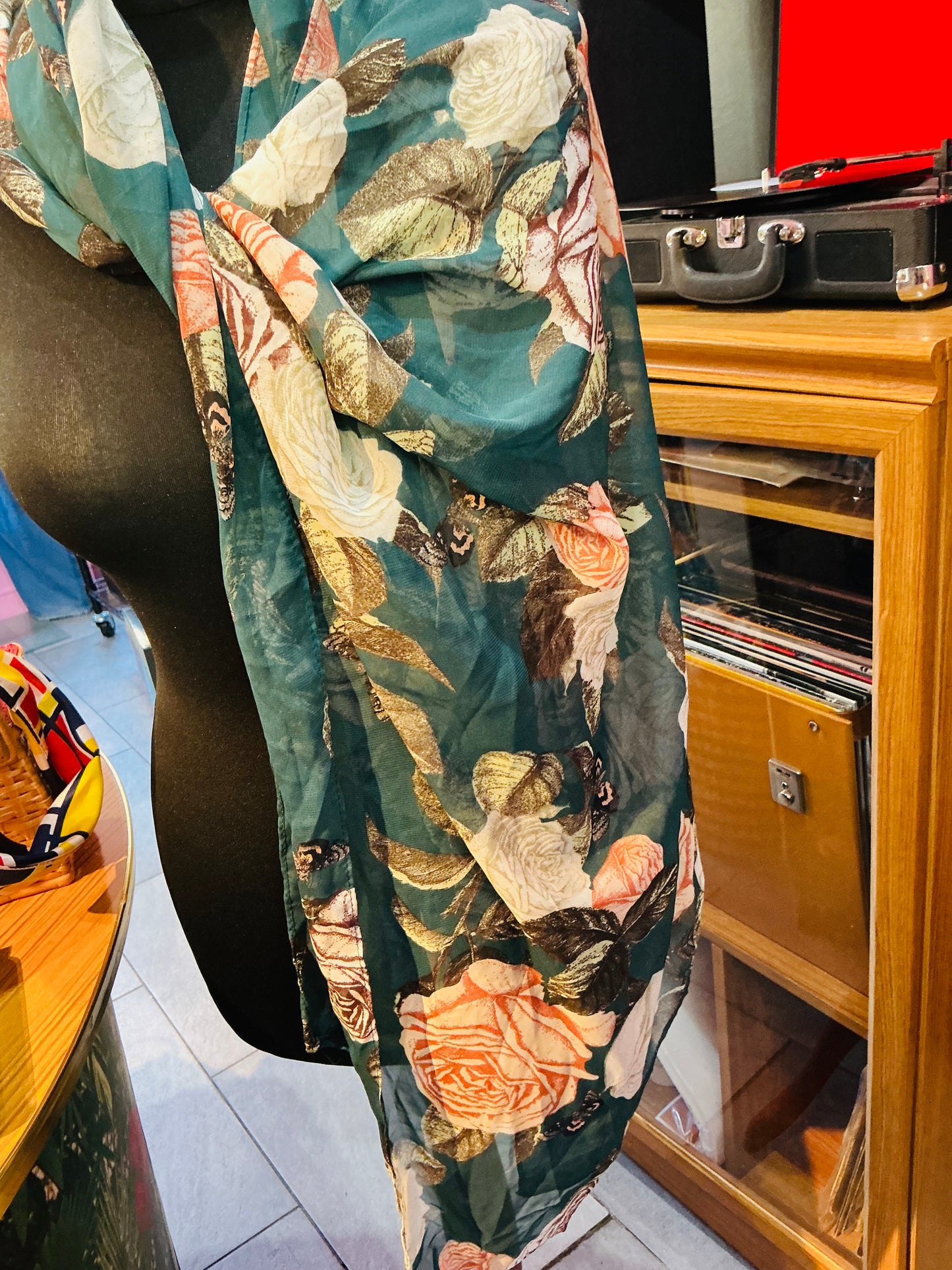 Green Floral Scarf