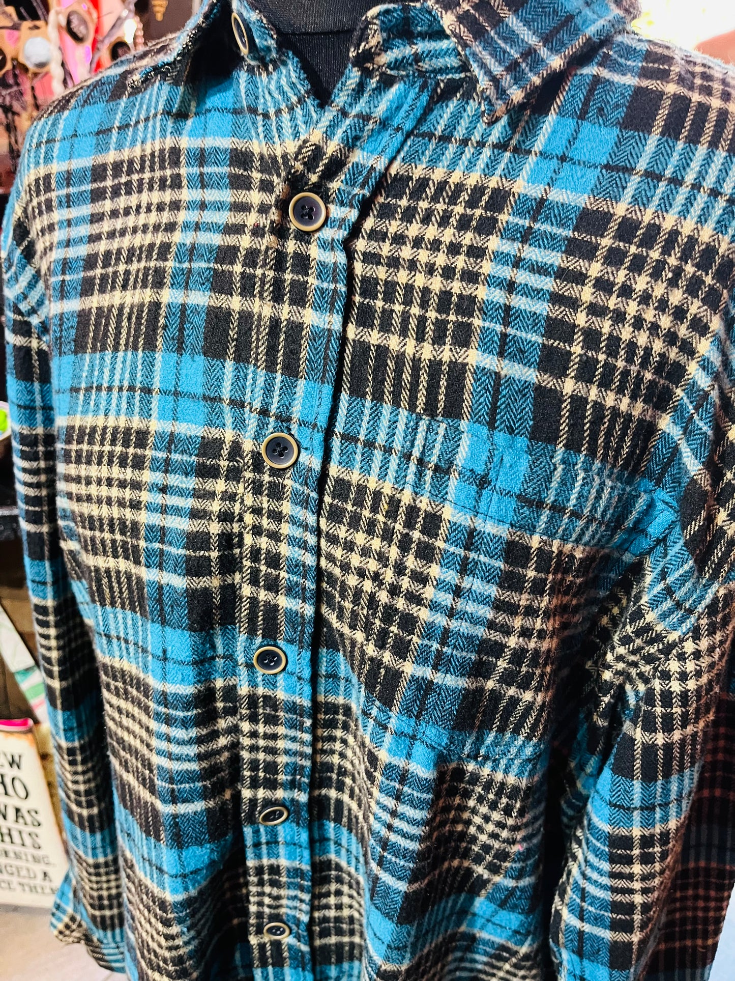 90s Vintage Blue and Black Shirt
