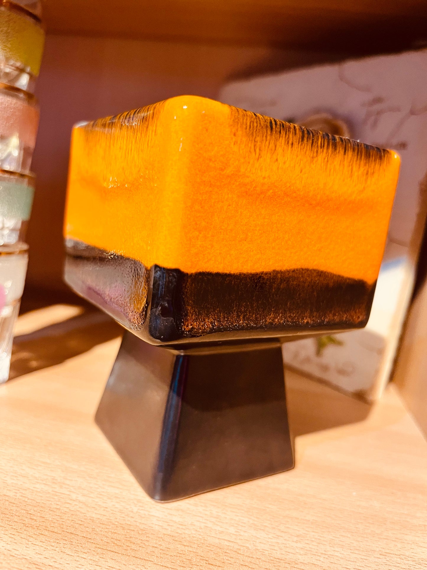 1970s West German Orange and Black Vase