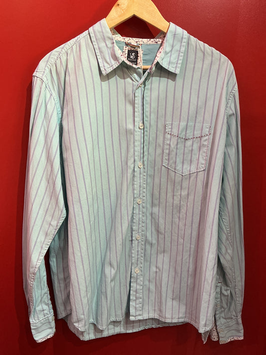 White Stuff Turquoise Blue Striped Shirt