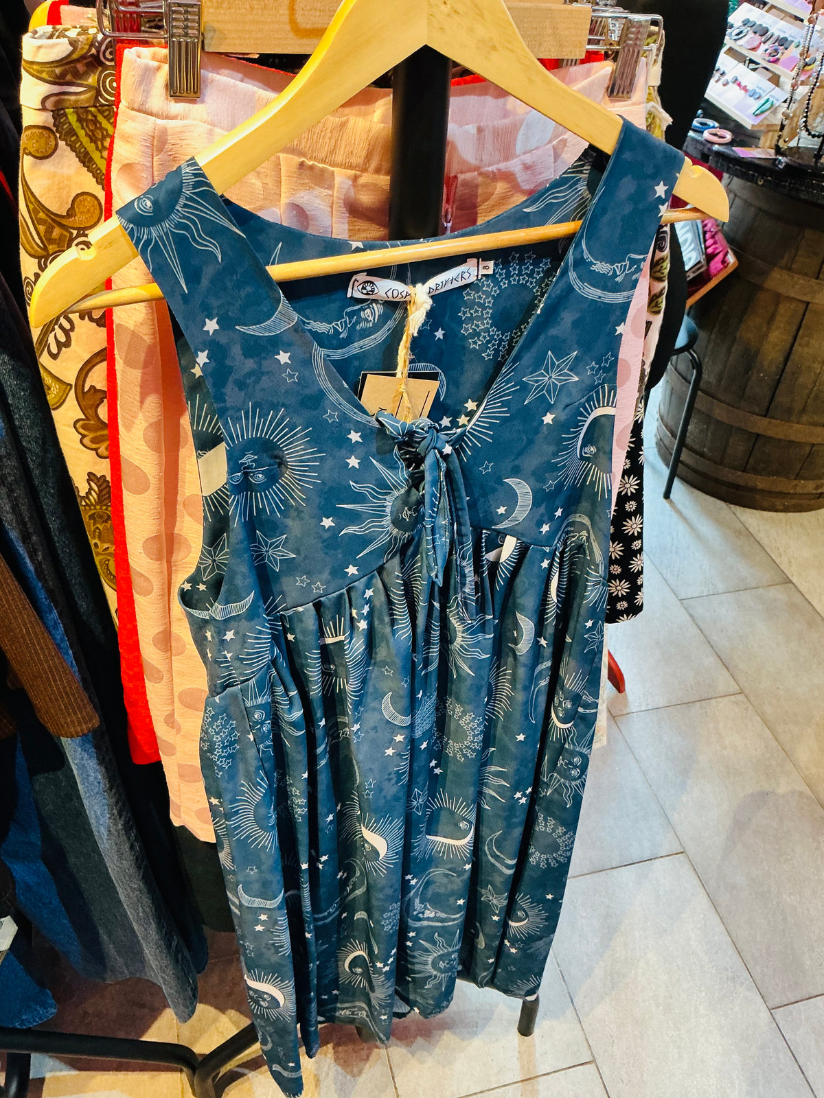 Teal Sun and Moon Cosmic Drifters Dress