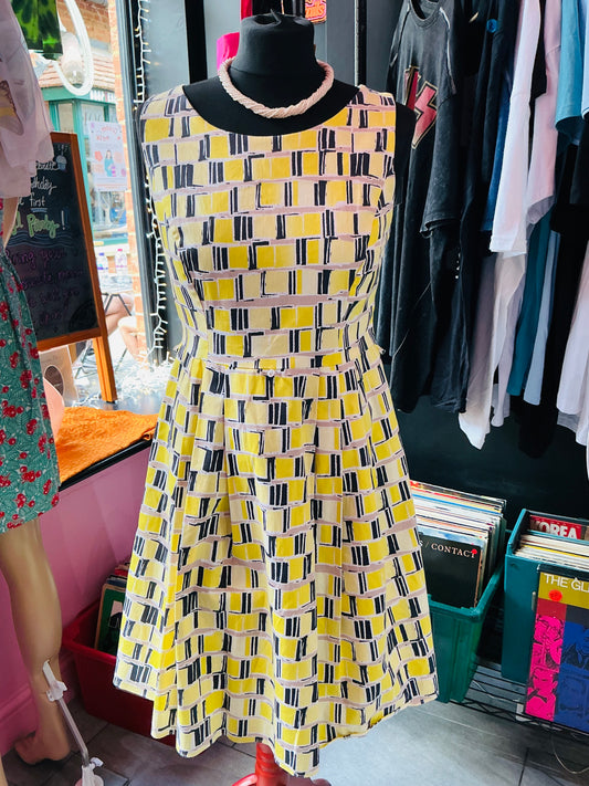 Principles Black & Yellow Patterned Midi Dress