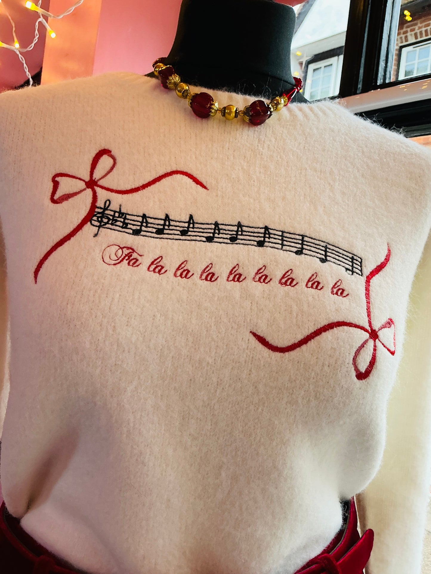 Banned Retro Christmas Carol White Fluffy Jumper