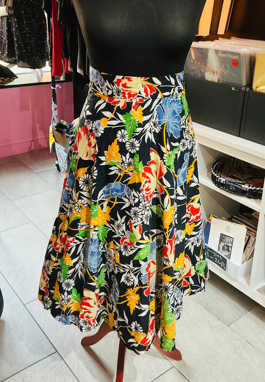 1950s Vintage Floral Circle Skirt