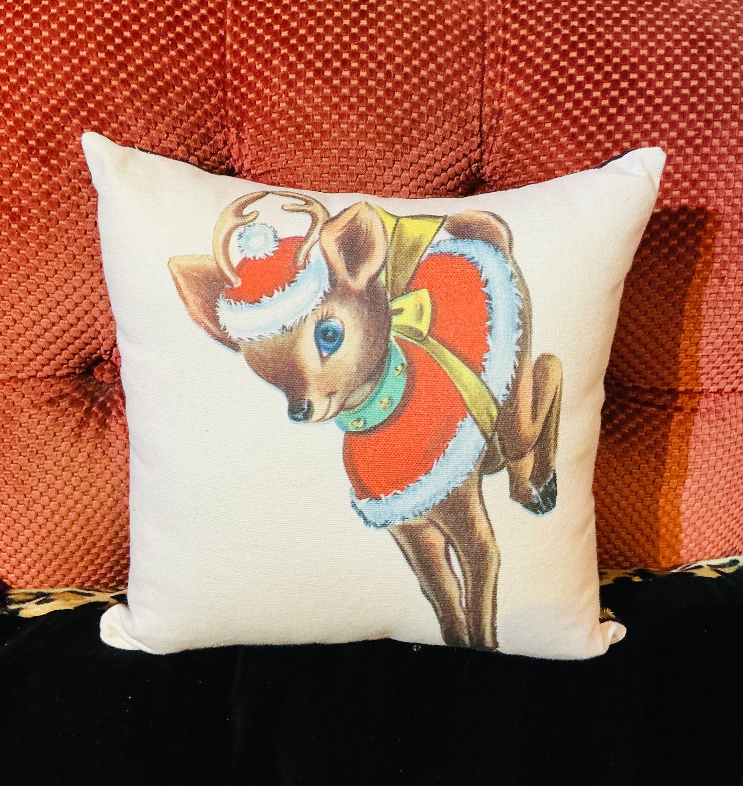 Vintage Christmas Bambi Cushion