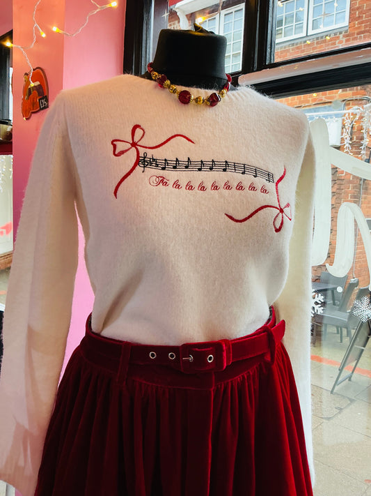 Banned Retro Christmas Carol White Fluffy Jumper