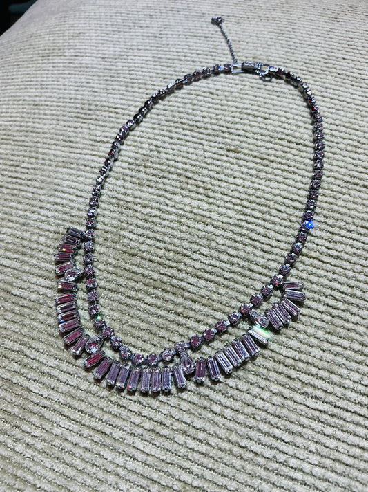 Vintage Diamanté Silver Necklace