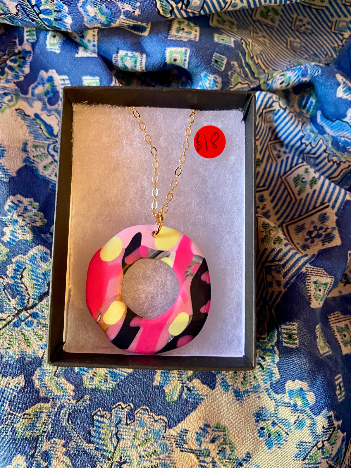 Handmade Hot Pink Pendant Necklace by Laurie May
