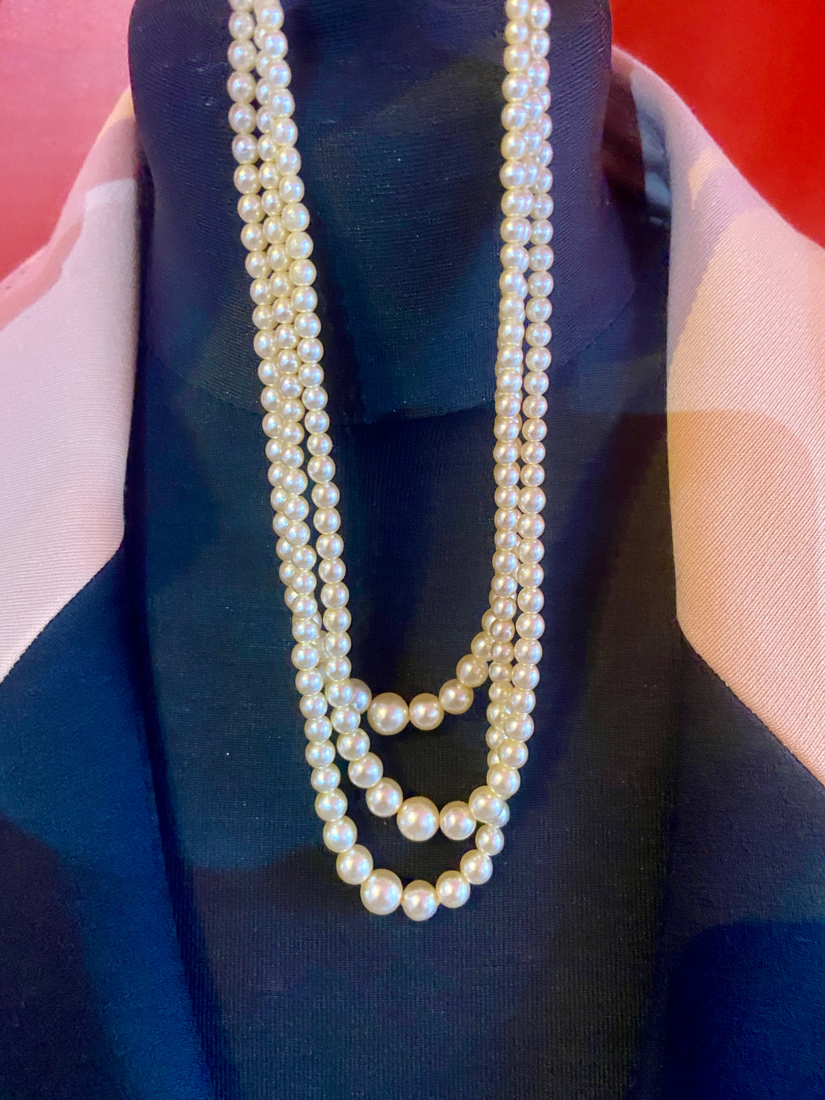 1960s Layered Pearl Look Necklace