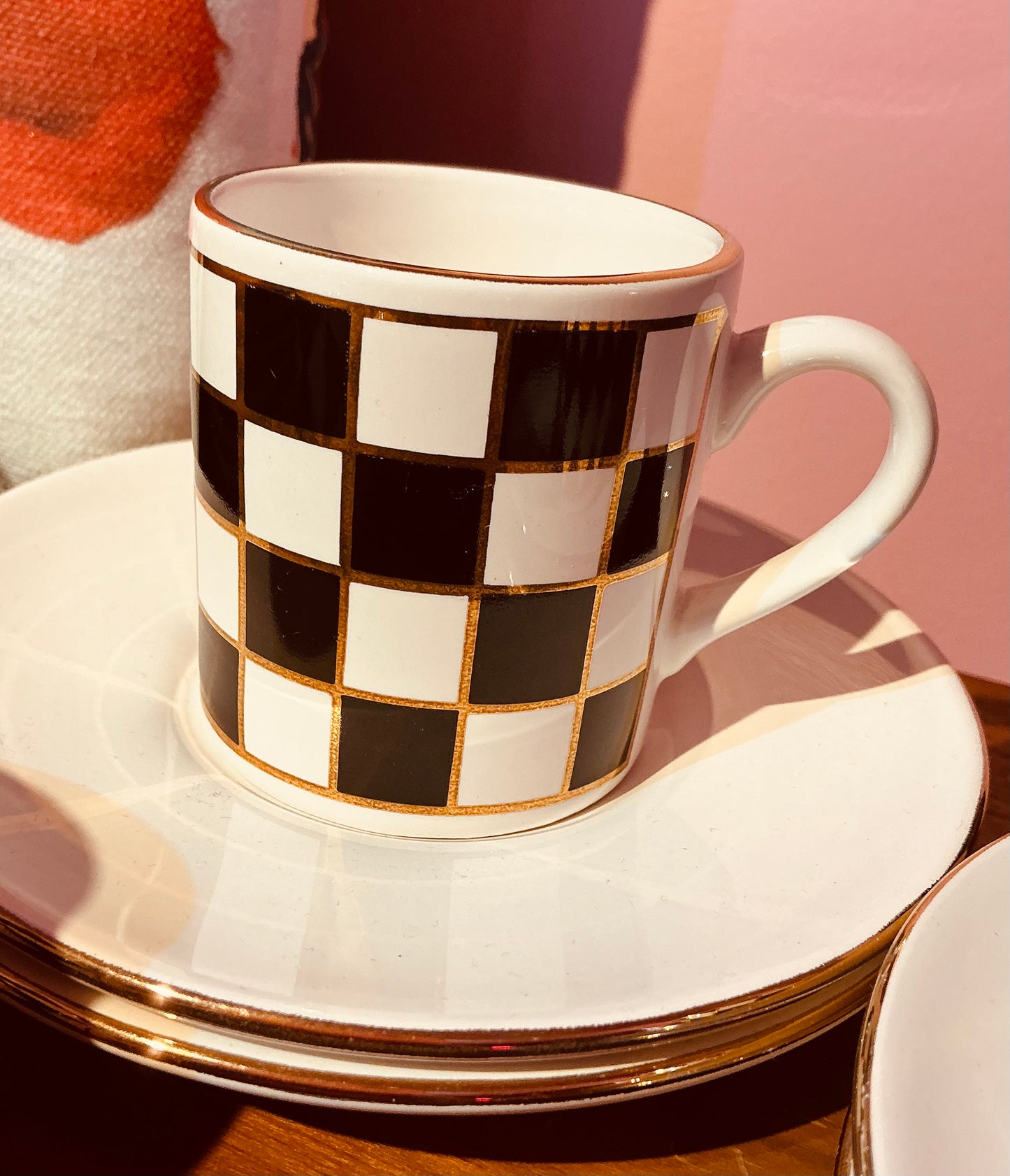 Vintage 1970s Monochrome Set of 4 Hornsea Pottery Silhouette Espresso Coffee Cups and Saucers
