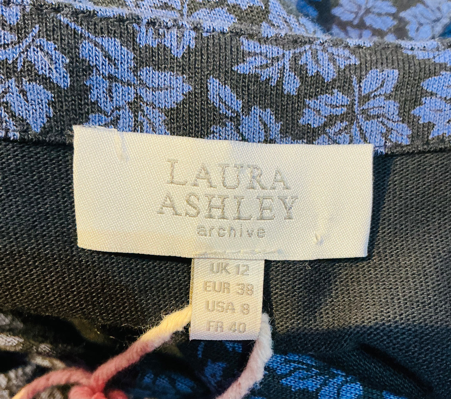 1990s Vintage Laura Ashley Blue Floral Maxi Dress