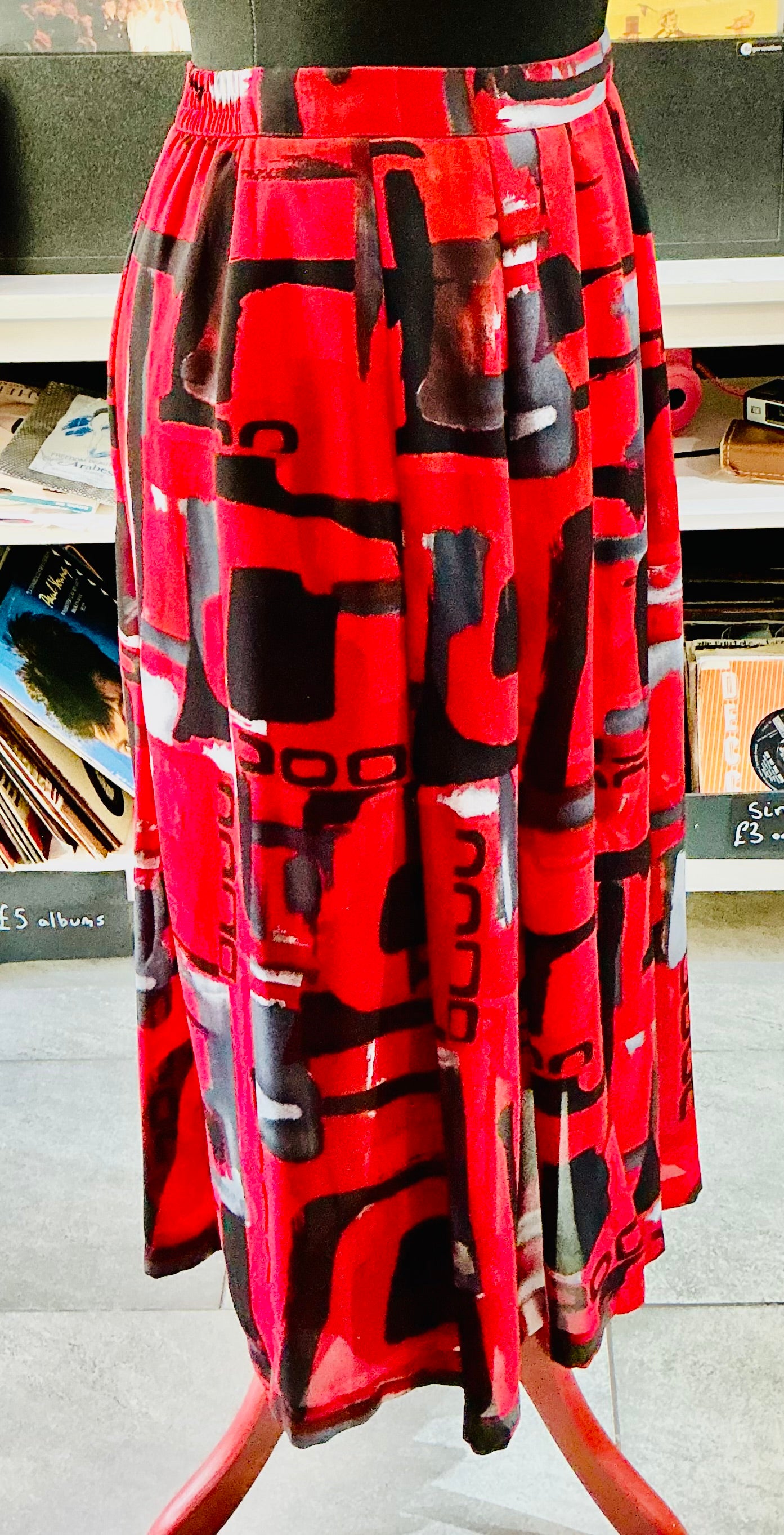 Vintage Jacques Vert Red & Black Skirt