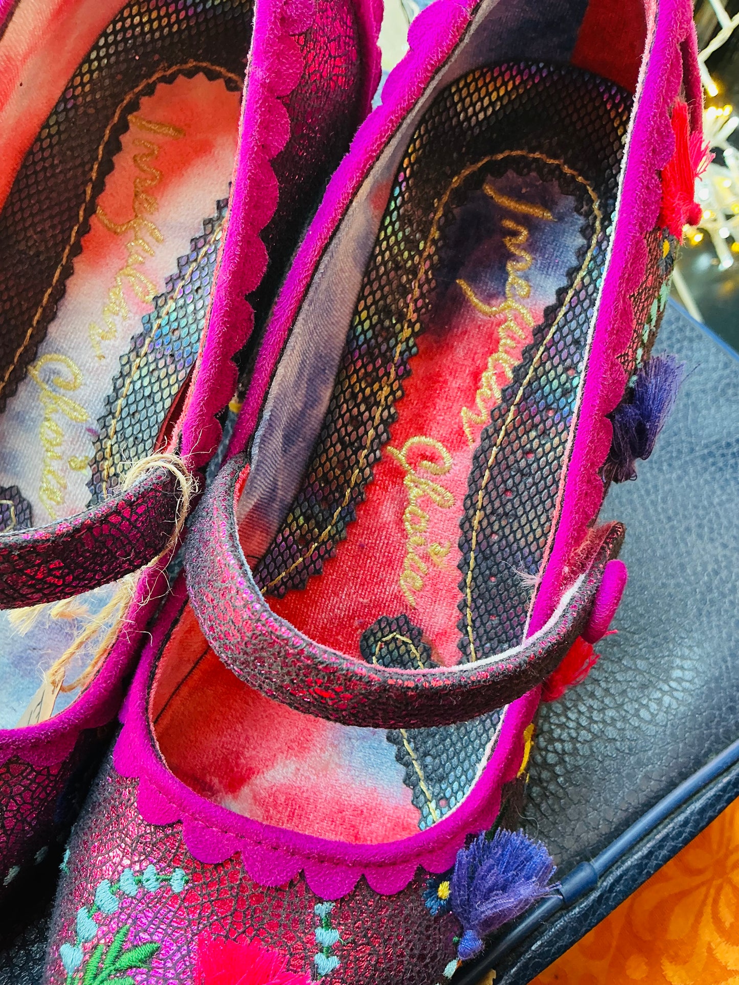 Magenta Pink Glittery Irregular Choice Heels