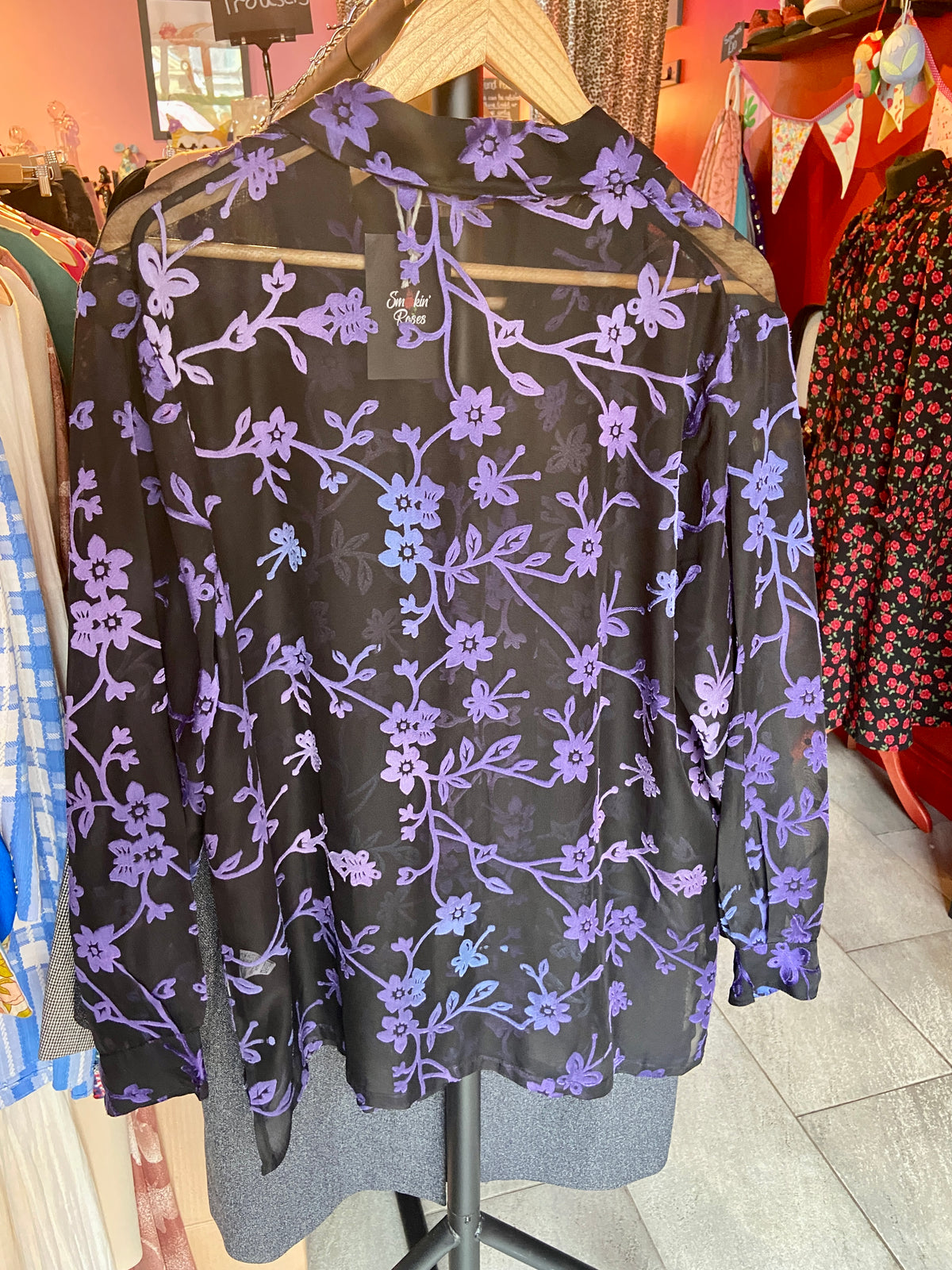 1980s Sheer Floral Vintage Shirt