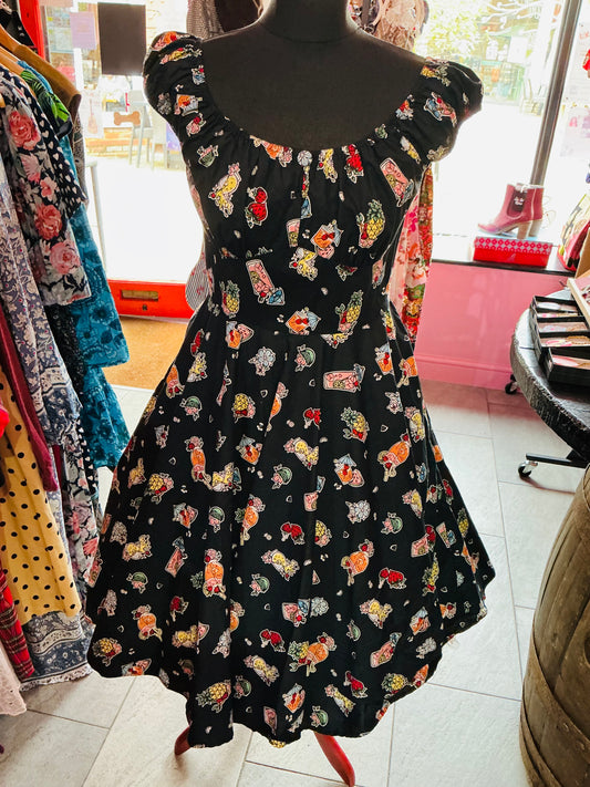 1950s Rockabilly Style Cocktail Print Hell Bunny Swing Dress