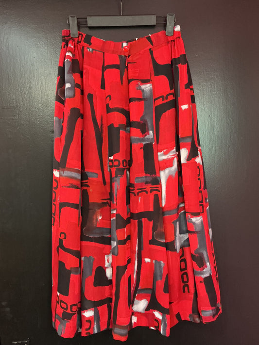 Vintage Jacques Vert Red & Black Skirt