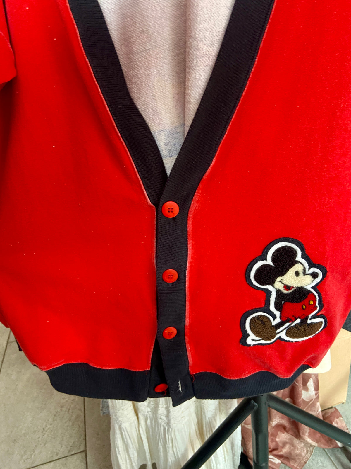 Red Varsity Style Mickey Mouse Cardigan