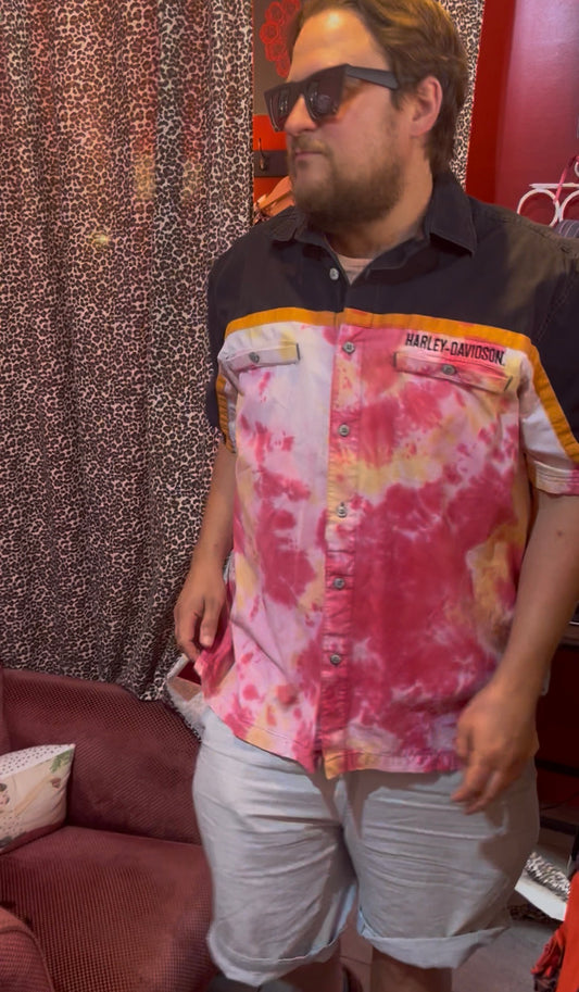 Hand Tie Dyed Custom Harley Davidson Shirt