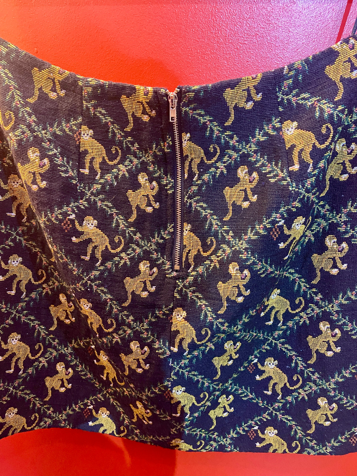 Monkey Print Patchwork Style Mini Skirt