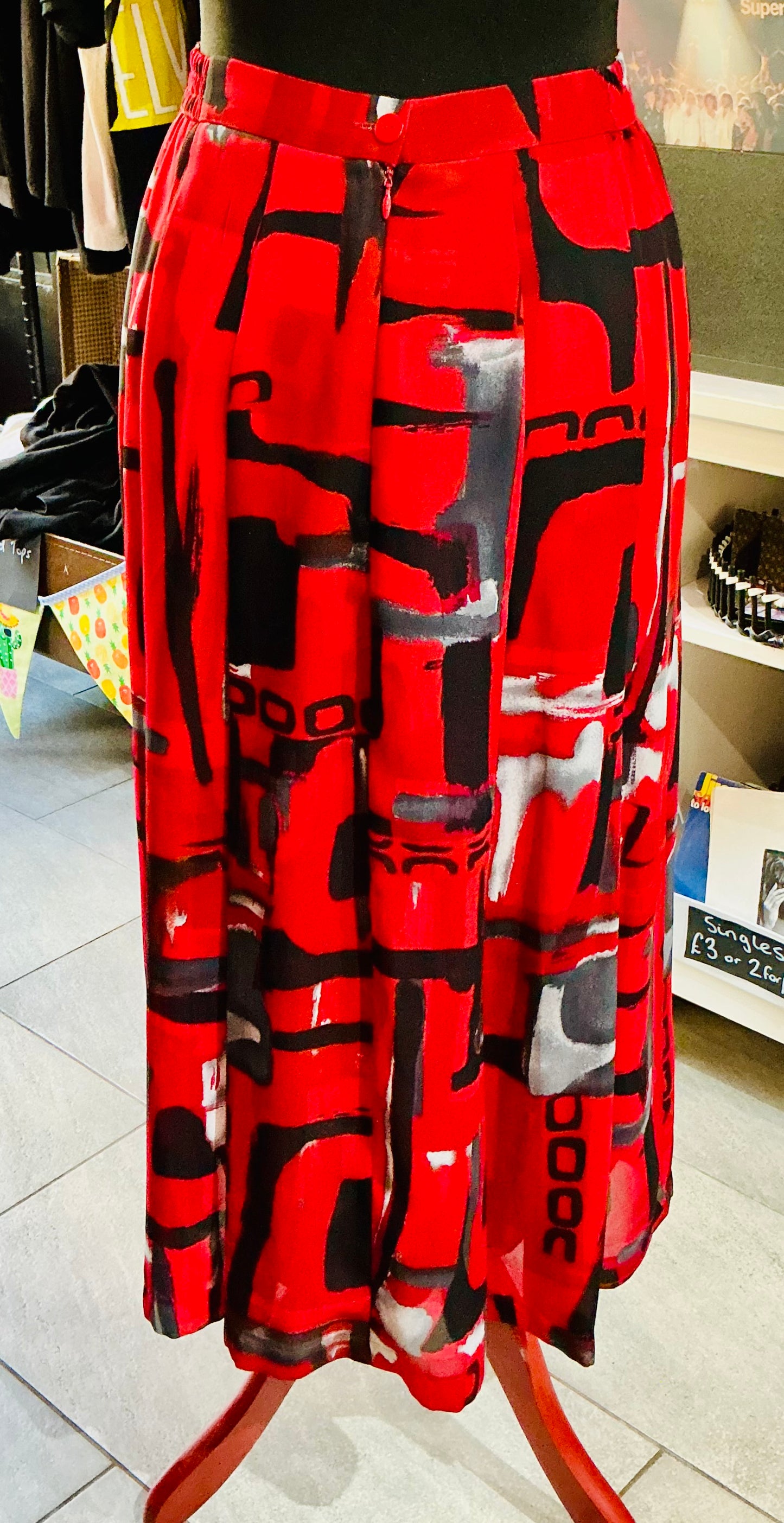 Vintage Jacques Vert Red & Black Skirt