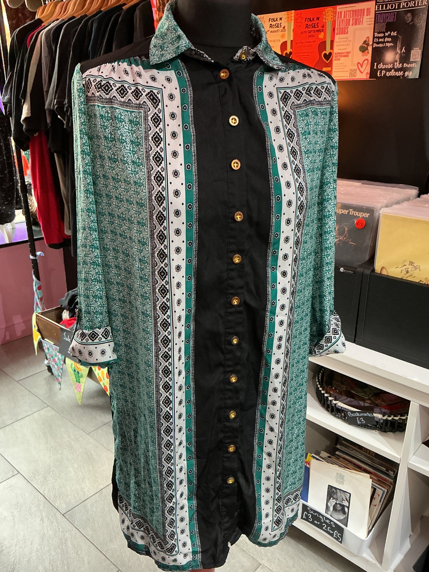 Girl in Mind Turquoise patterned Satin Shirt