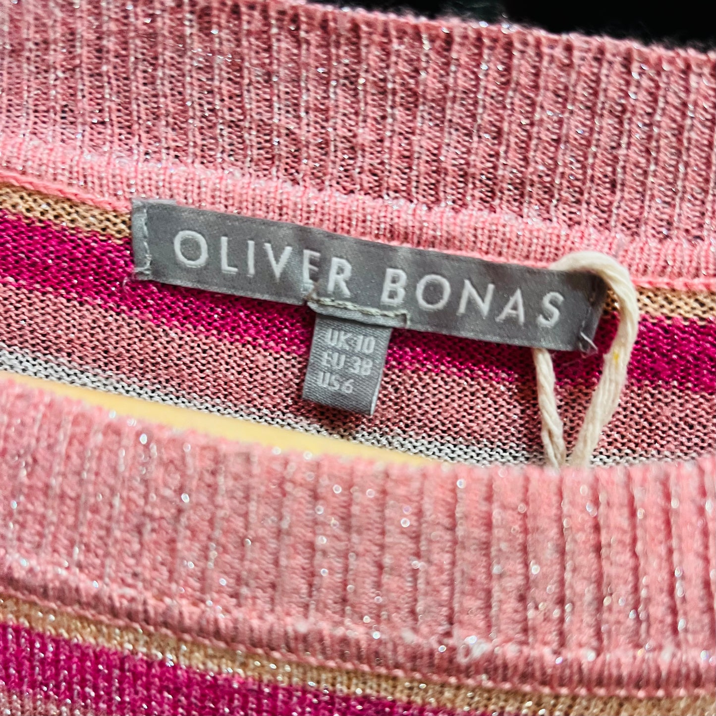 Oliver Bonas Pink Sparkly Striped Jumper