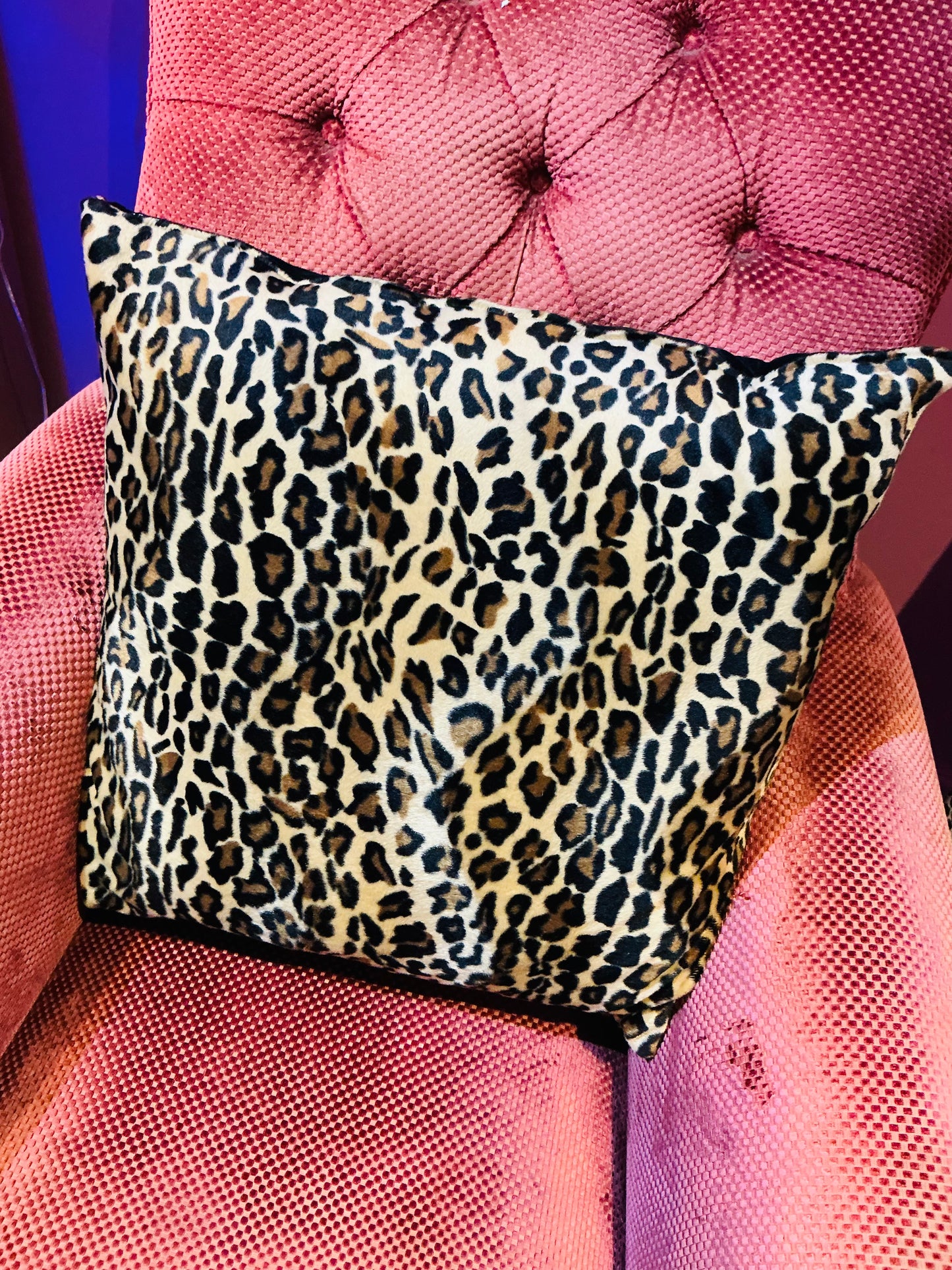 Handmade Velvet Leopard Print Cushion