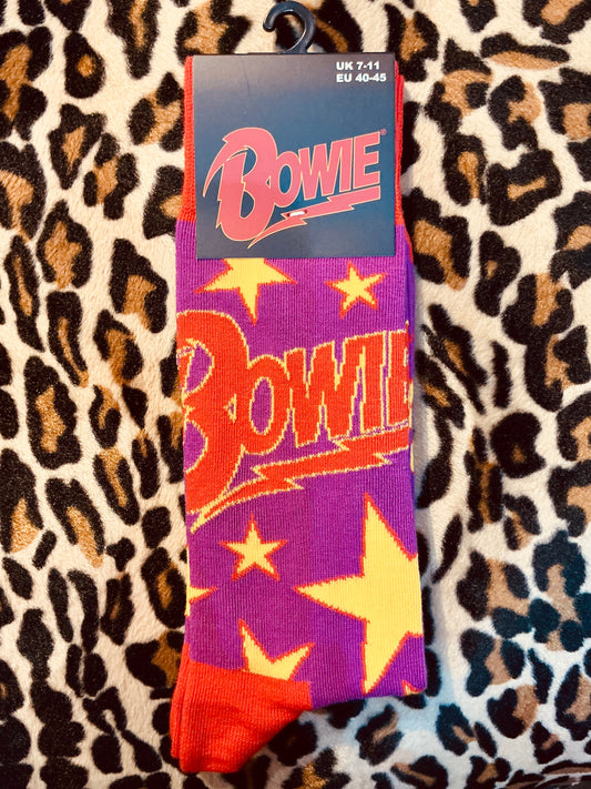 David Bowie Purple and Yellow Stars Socks