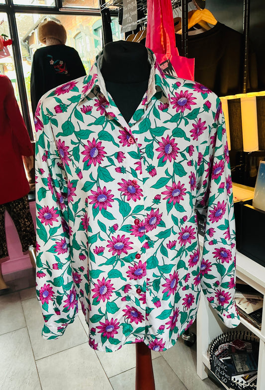 1980s Vintage Pink Floral Yarell Blouse