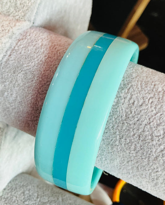 Turquoise Striped Acrylic Bangle