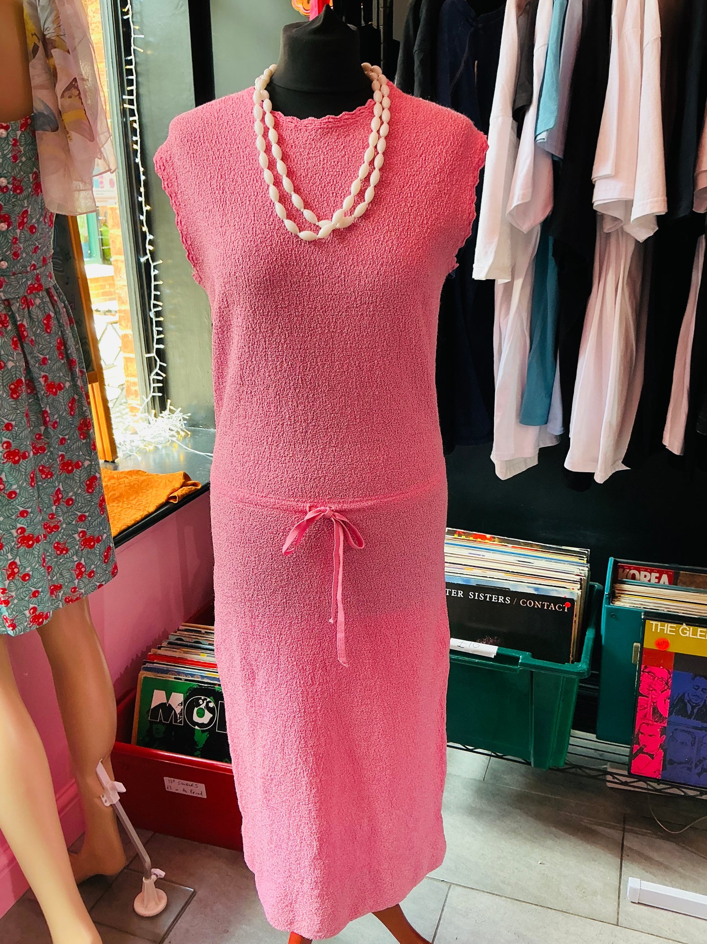 1960s Vintage Susan Small Pink Towelling Style Dress