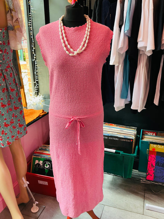 1960s Vintage Susan Small Pink Towelling Style Dress