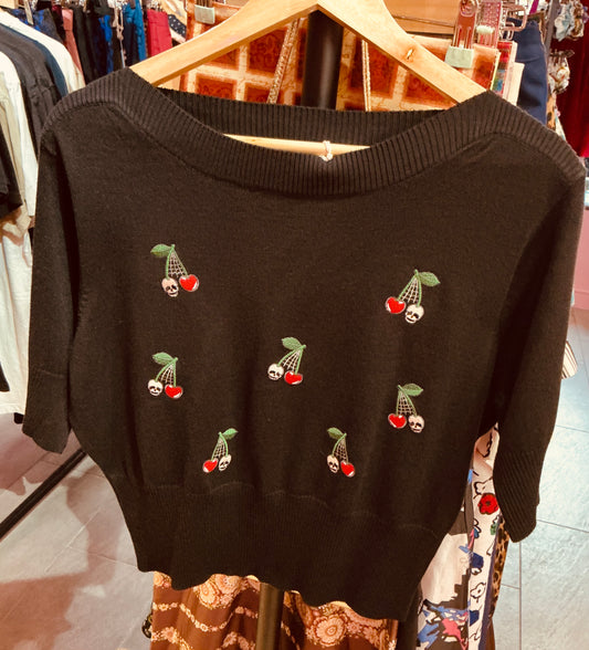 Banned Apparel Skull Cherry Black Jumper