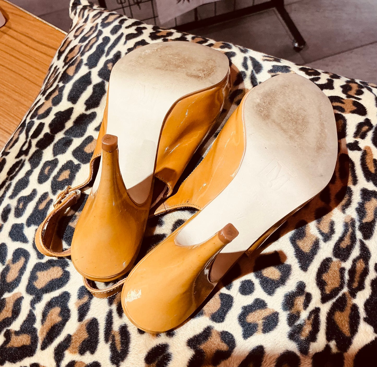 Mustard 1980s Marta Jonsson Sling Back Heels- Size 4/37