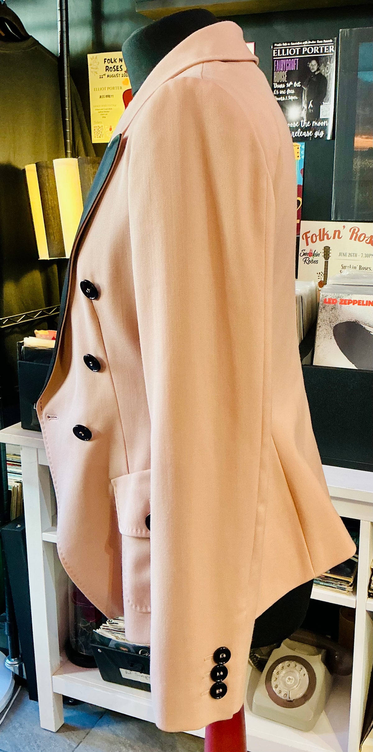 Moschino pale pink / black designer blazer jacket