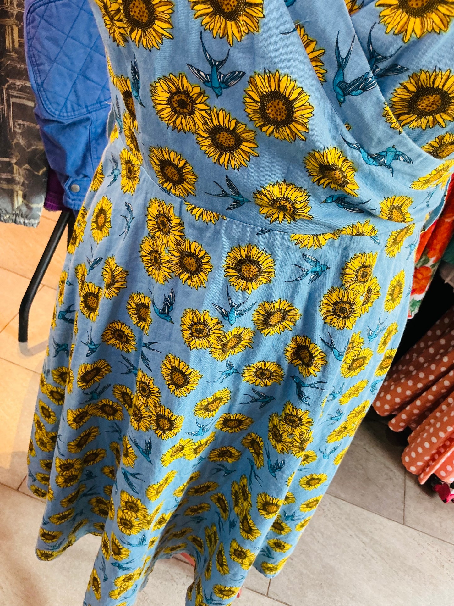 1950s Style Sunflowers and Swallows Lindy Bop Swing Dress