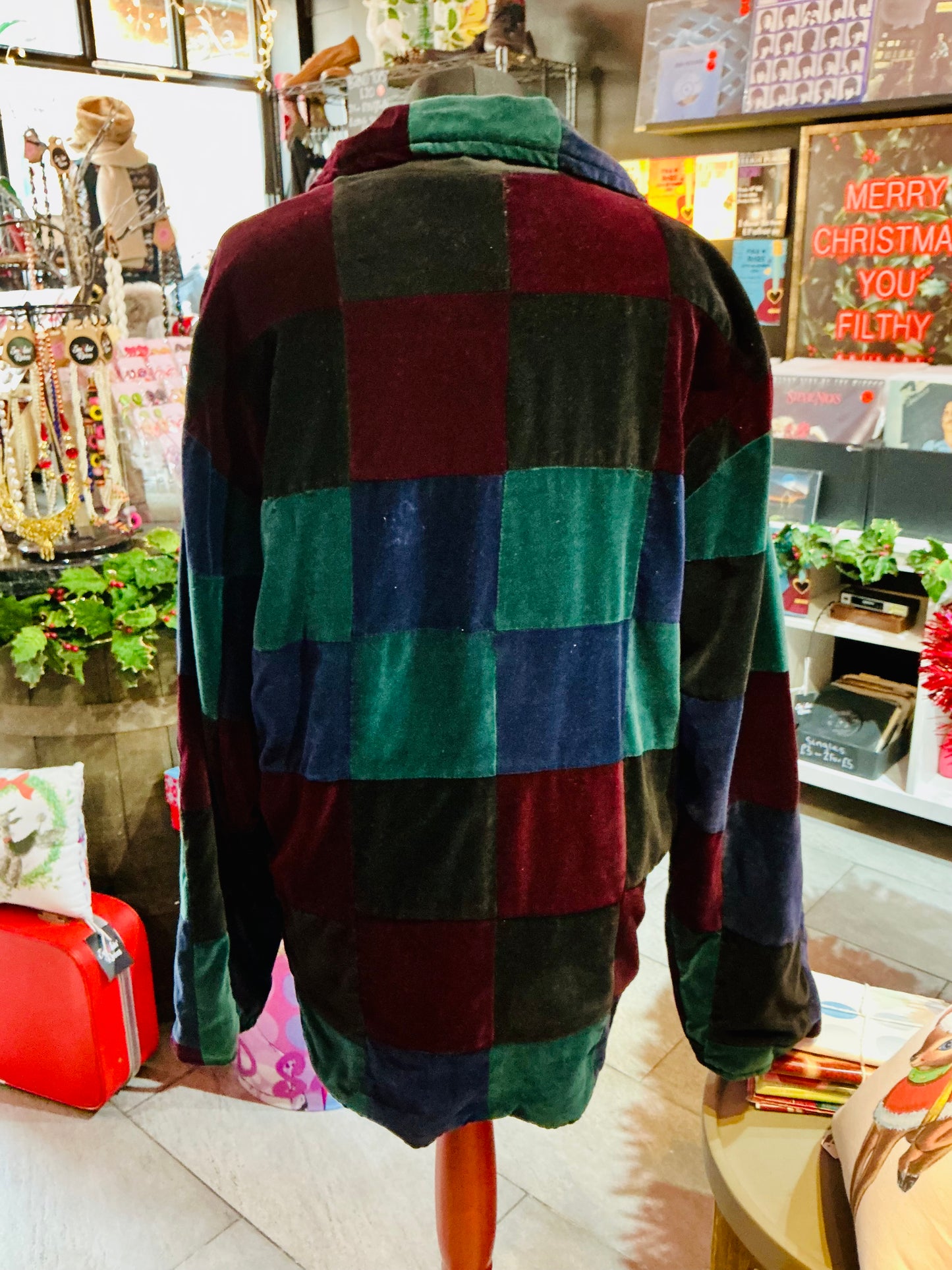 1990s Velvet Patchwork Bomber Jacket