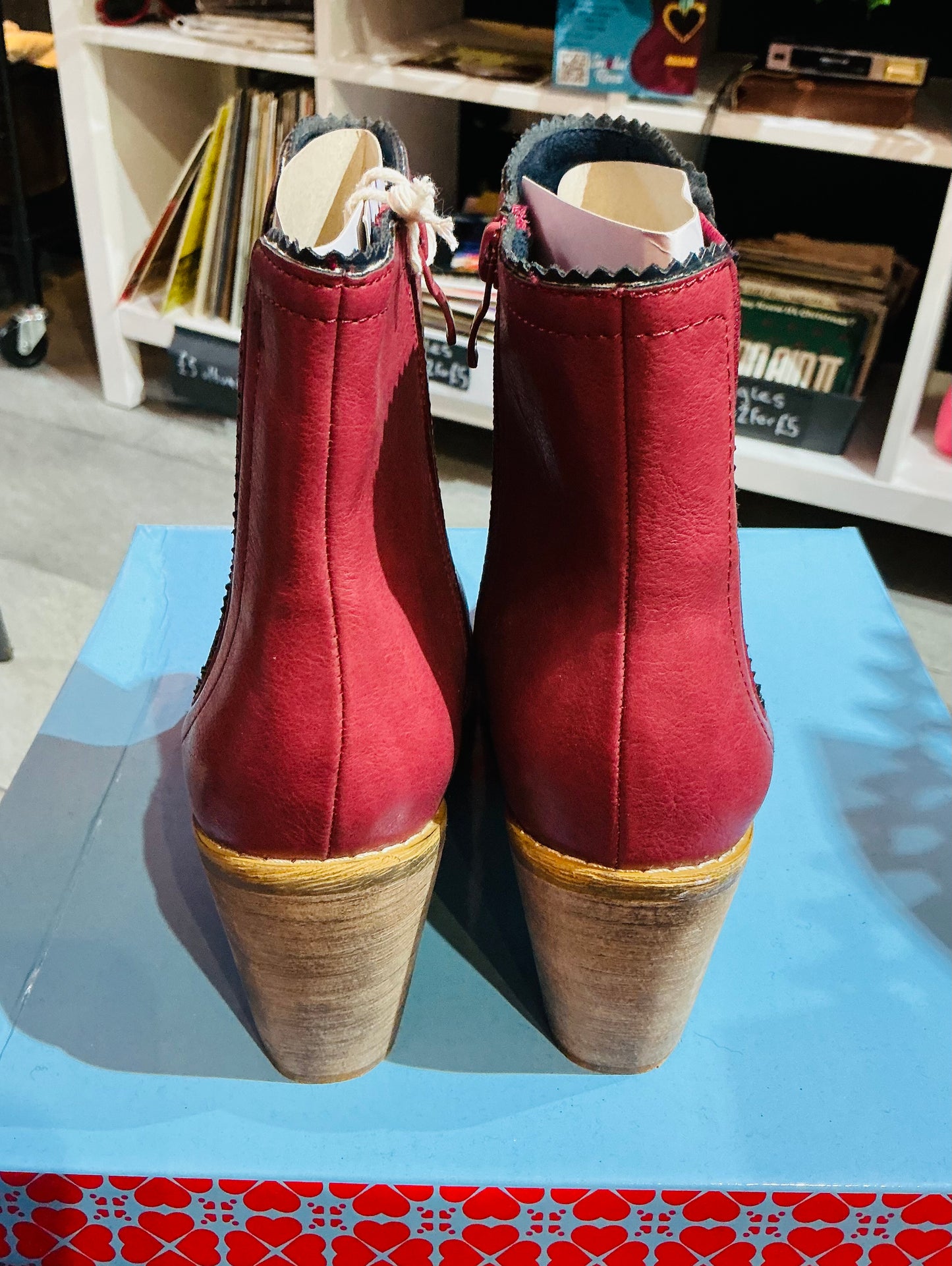 Banned Retro Cherry Red Heeled Chelsea Boots Size 5/38