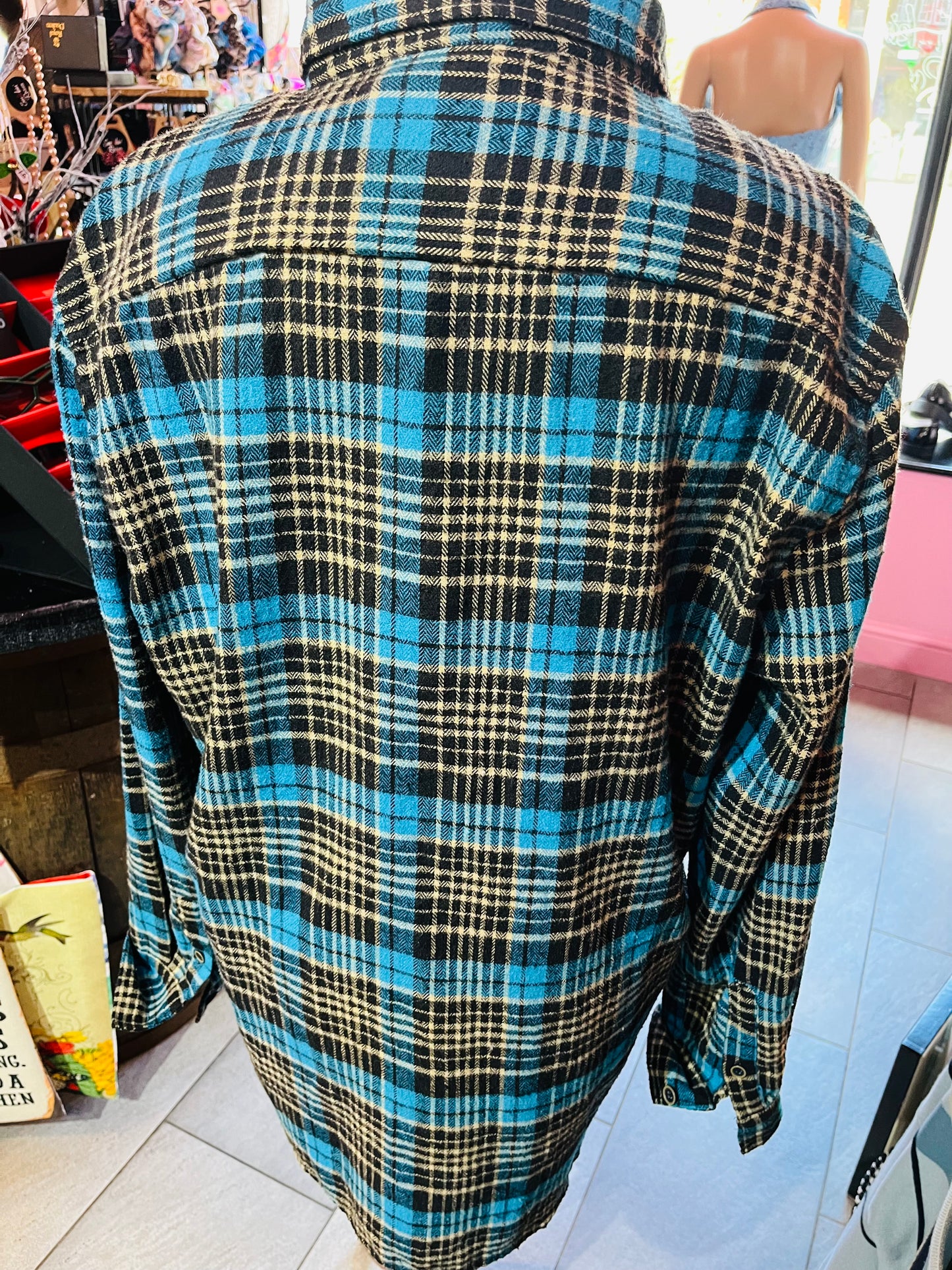 90s Vintage Blue and Black Shirt