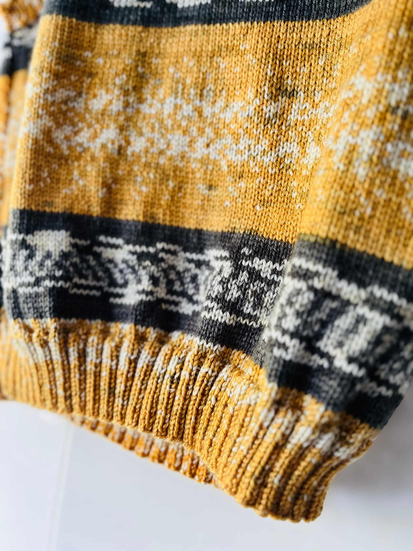 Mustard and Grey Hand Knitted Vest
