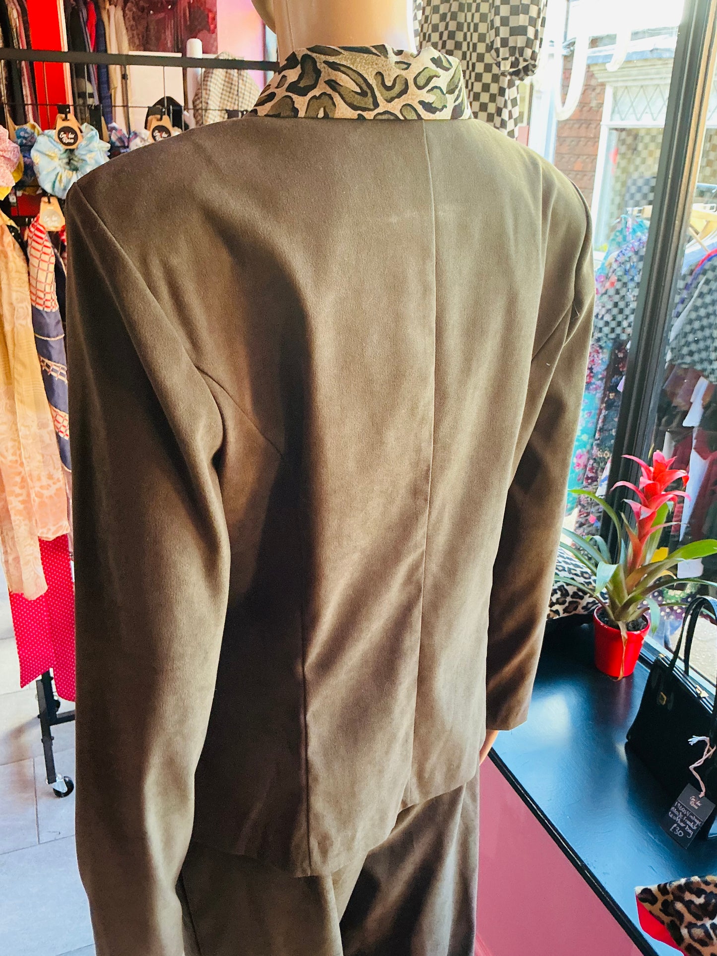 1960s Miss Dorby Green & Leopard Blazer & Trousers Set