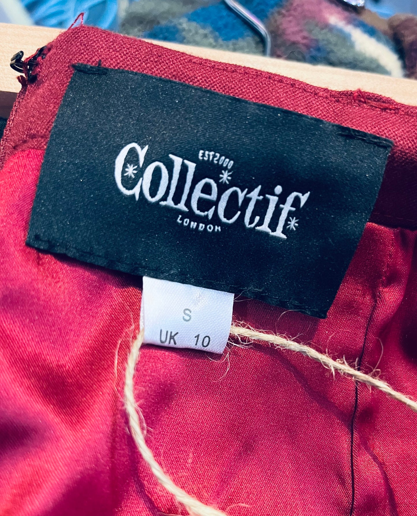 1950s Style Burgundy Collectif Pencil Skirt