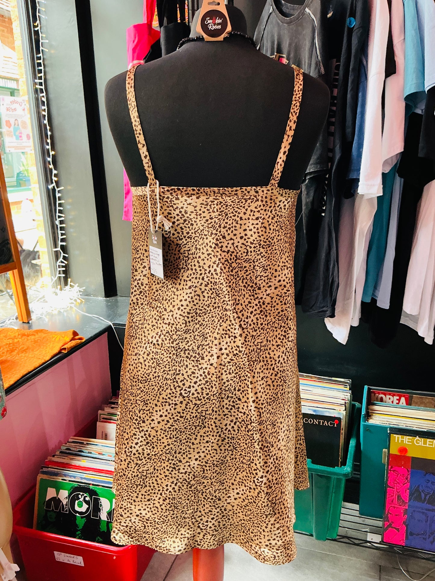 1990s Vintage St Michael Leopard Print Slip Dress