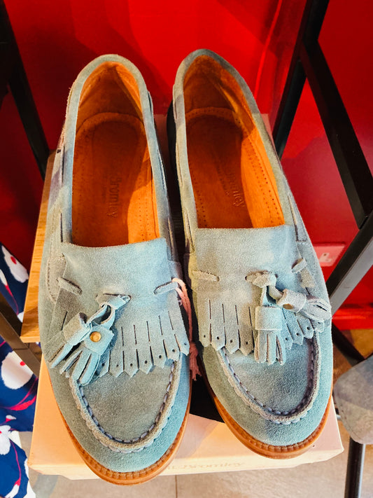 New Pale Blue Suede Russell and Bromley Loafers
